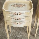 Set of bedside tables hand-painted Louis XV style