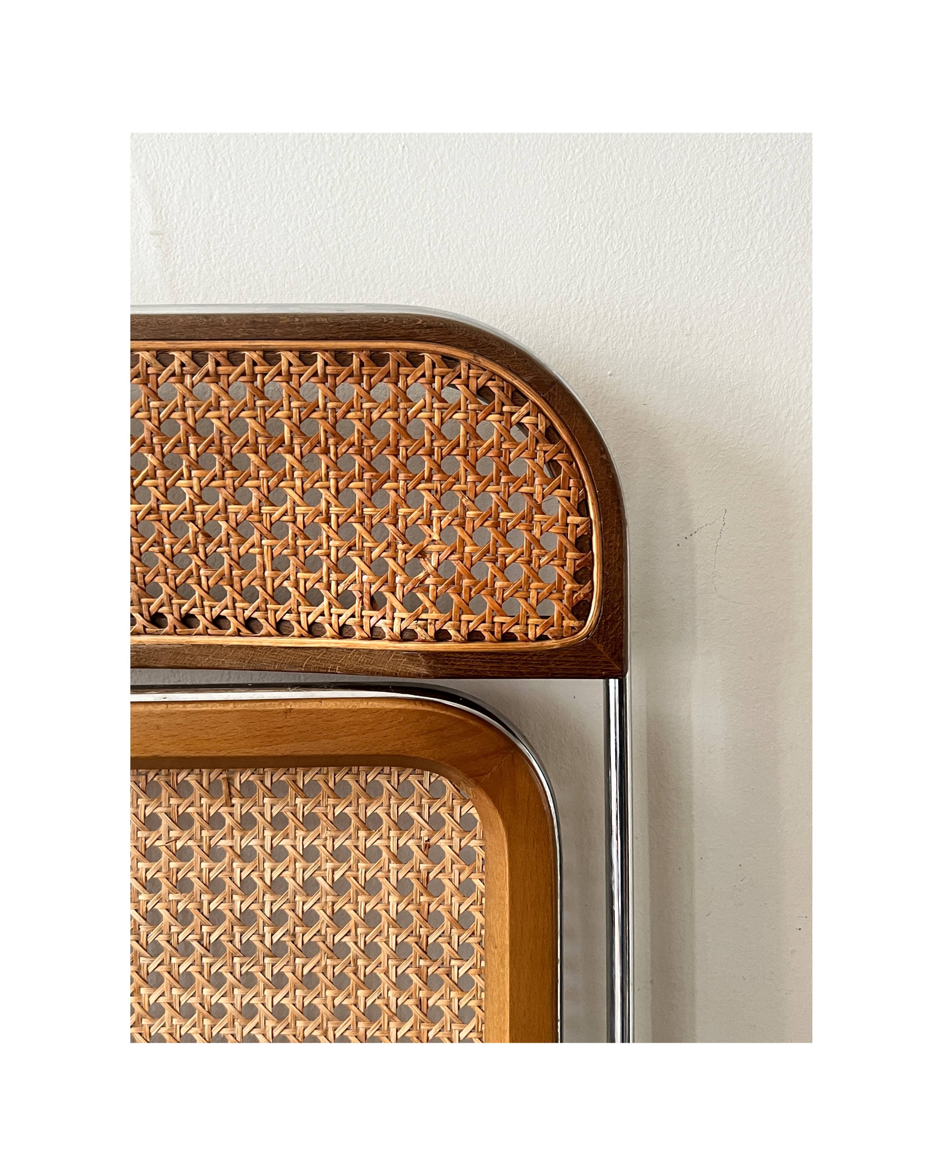 Plia folding chair in chrome and cane by Giancarlo Piretti design 1970