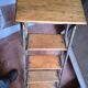 Vintage iron and wood stepladder with 5 steps