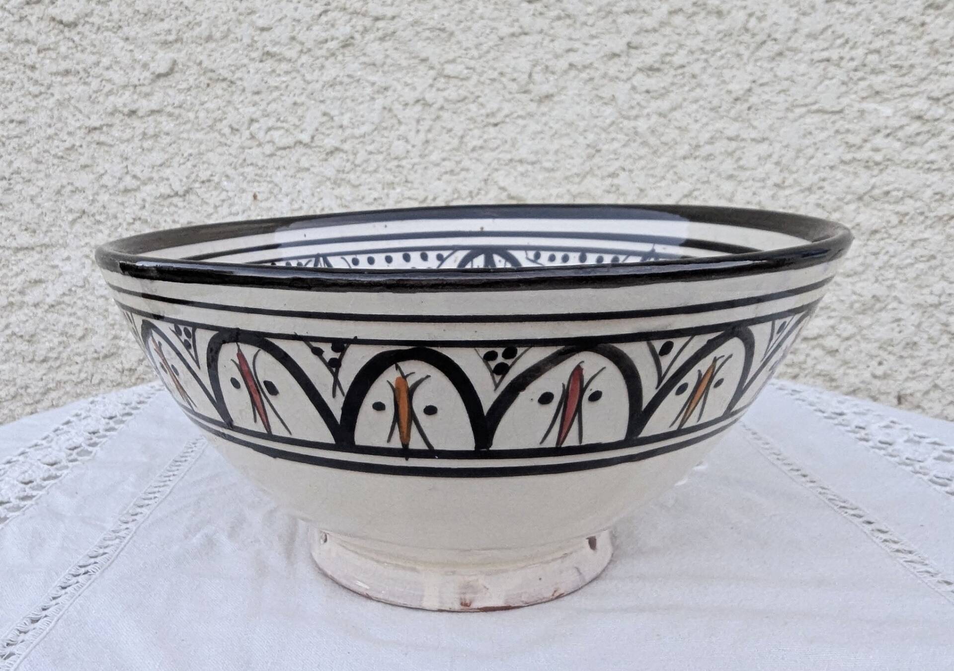 Large Ceramic Salad Bowl SAFI Morocco XXL 29cm Berber Pottery Zouak Tra