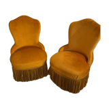 Deux fauteuils crapauds couleur moutarde