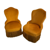 Deux fauteuils crapauds couleur moutarde