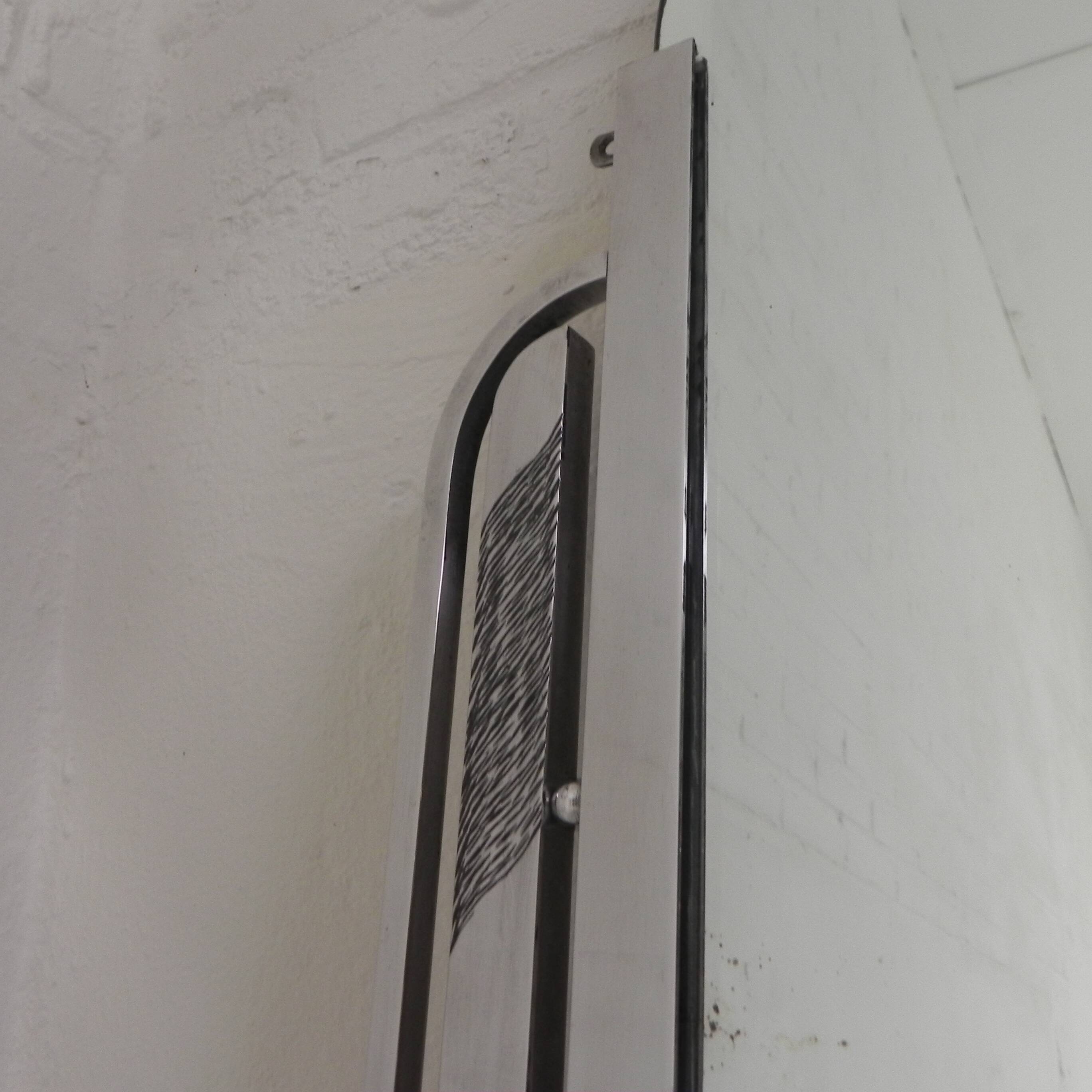 Art Deco mirror with faceted glass in aluminum frame, 1930s