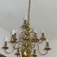 "Dutch" gold metal chandelier with 9 light arms - 1960