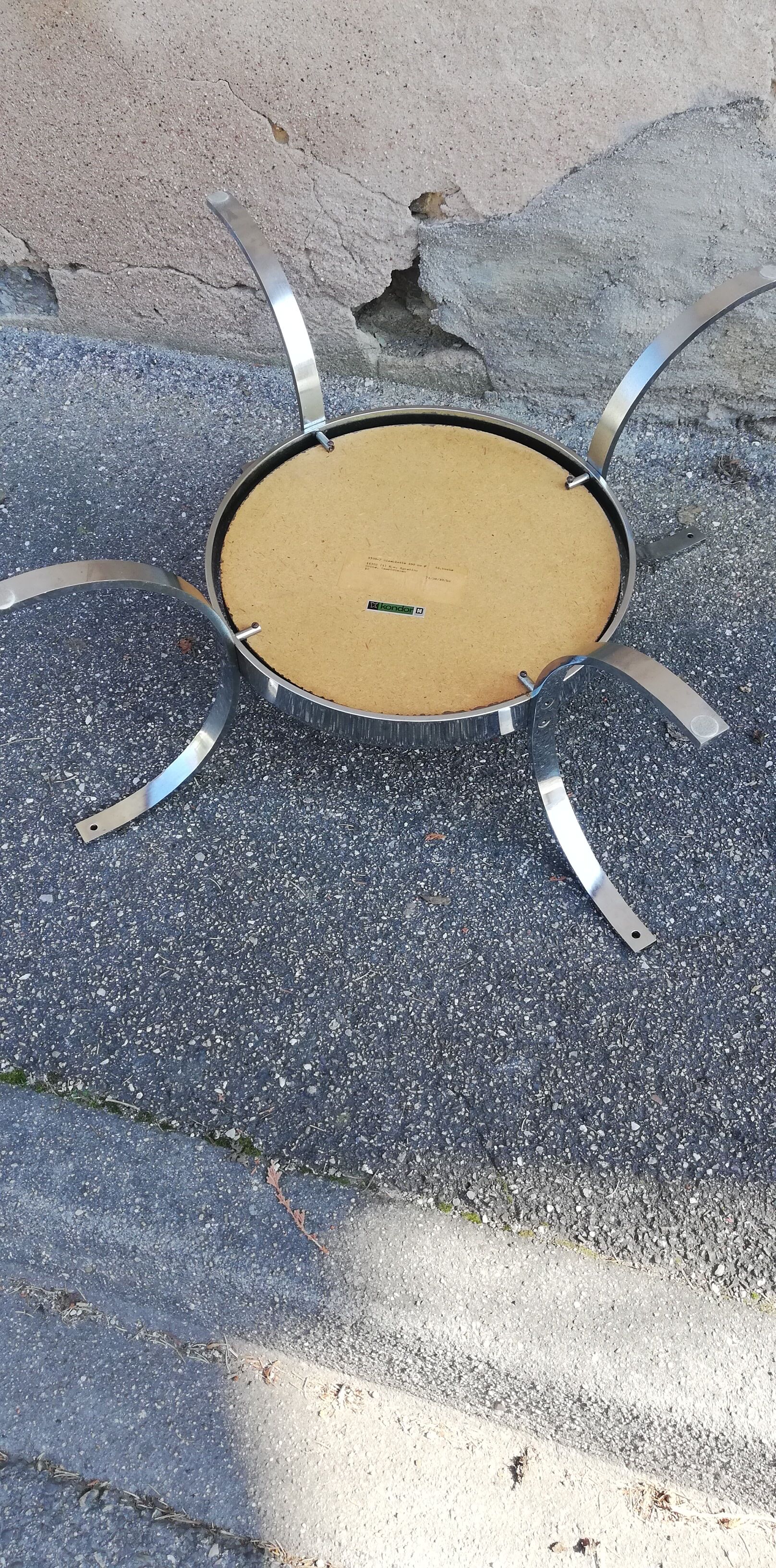 Vintage coffee table round chrome and copper