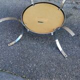 Vintage coffee table round chrome and copper