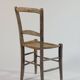 Antique wooden patinated travail populaire rope seat chair