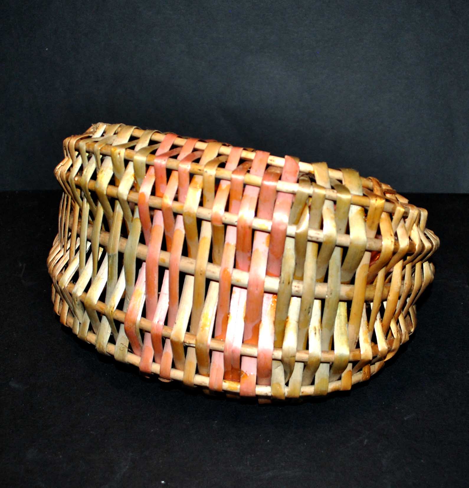 Gondola basket in wicker rattan braided vintage small model