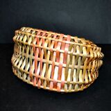 Gondola basket in wicker rattan braided vintage small model