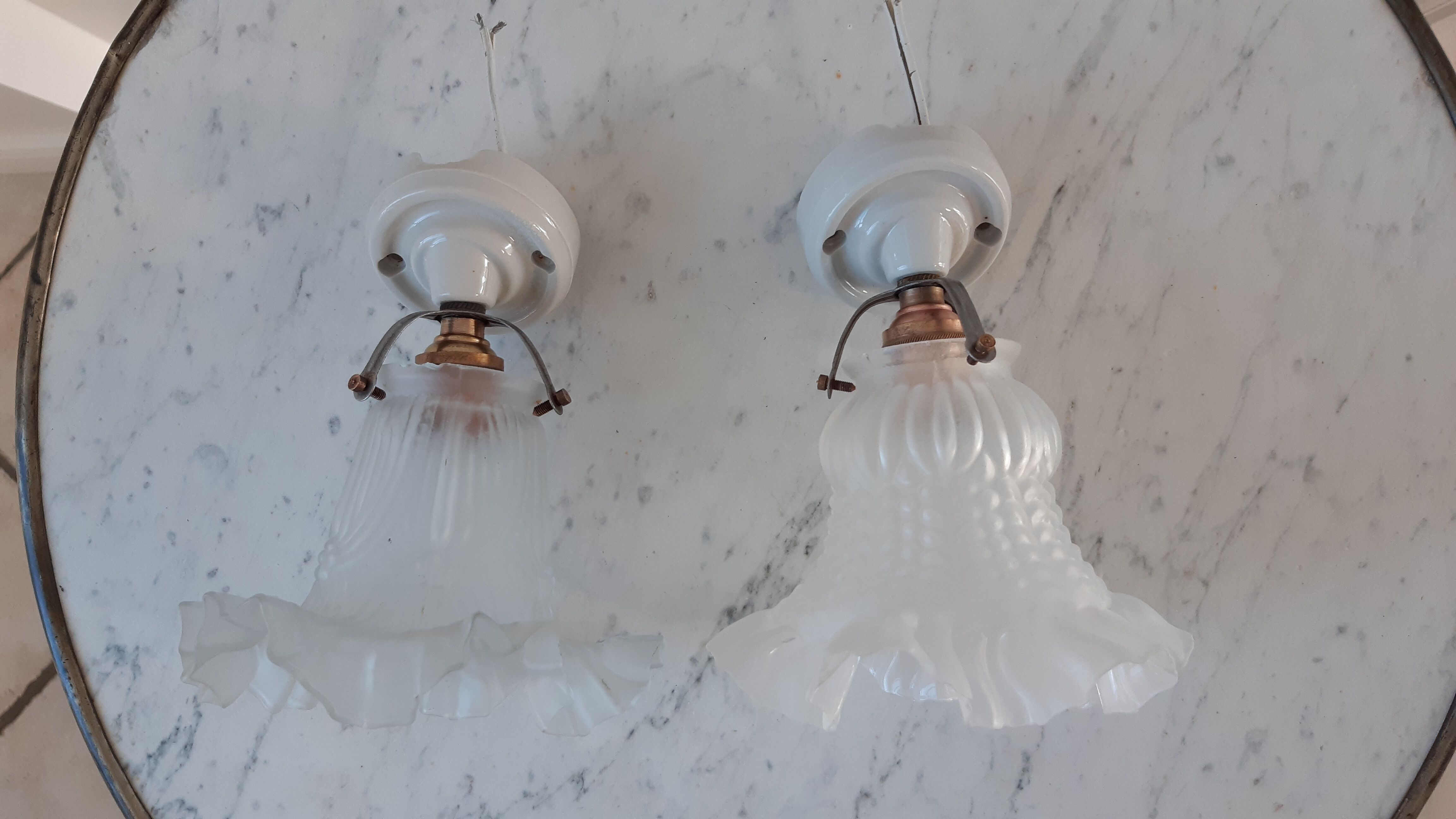 Pair of tulip sconces on inclined support 50s