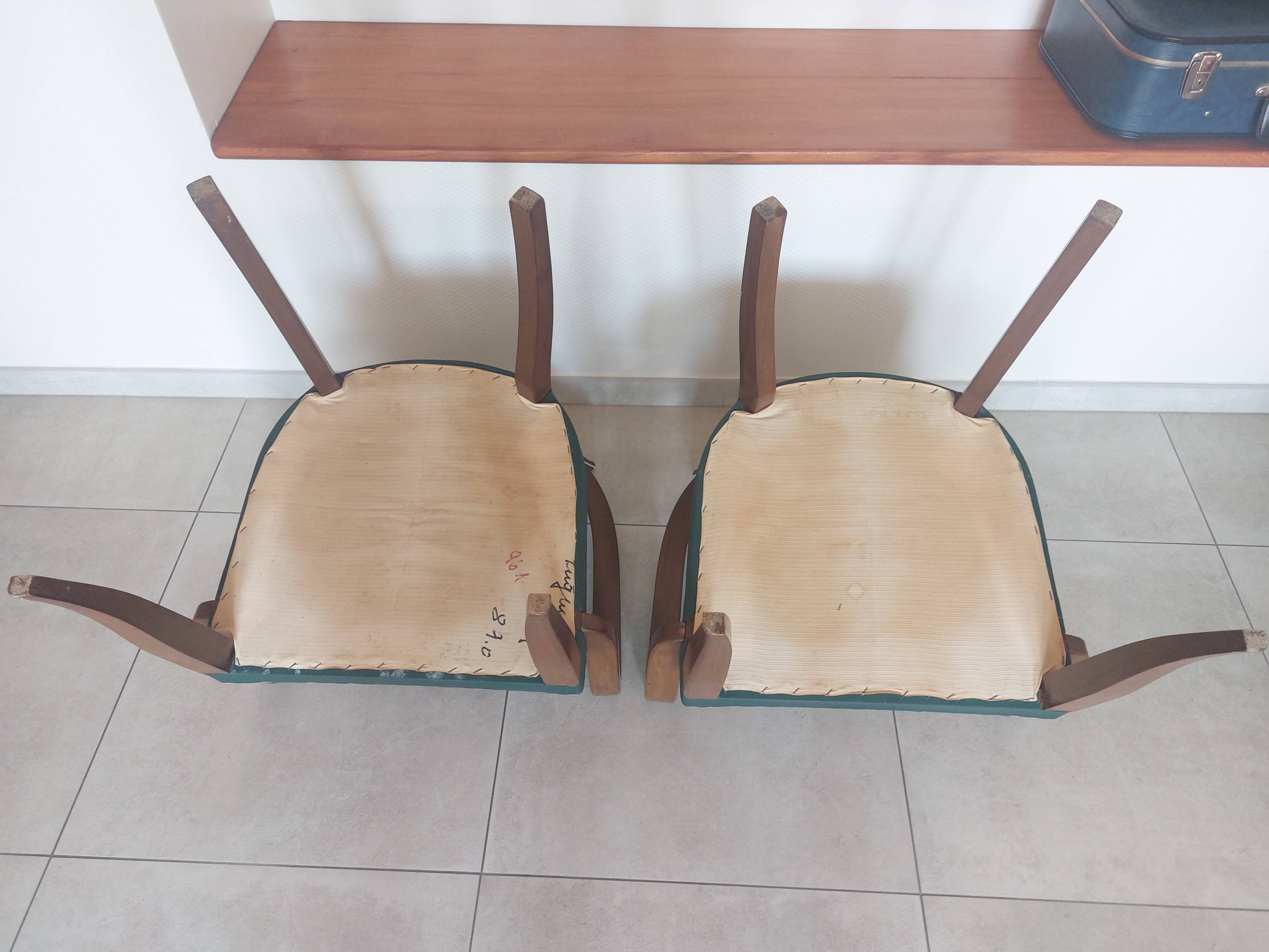 paire de chaises, fauteuils bridges vert foncé