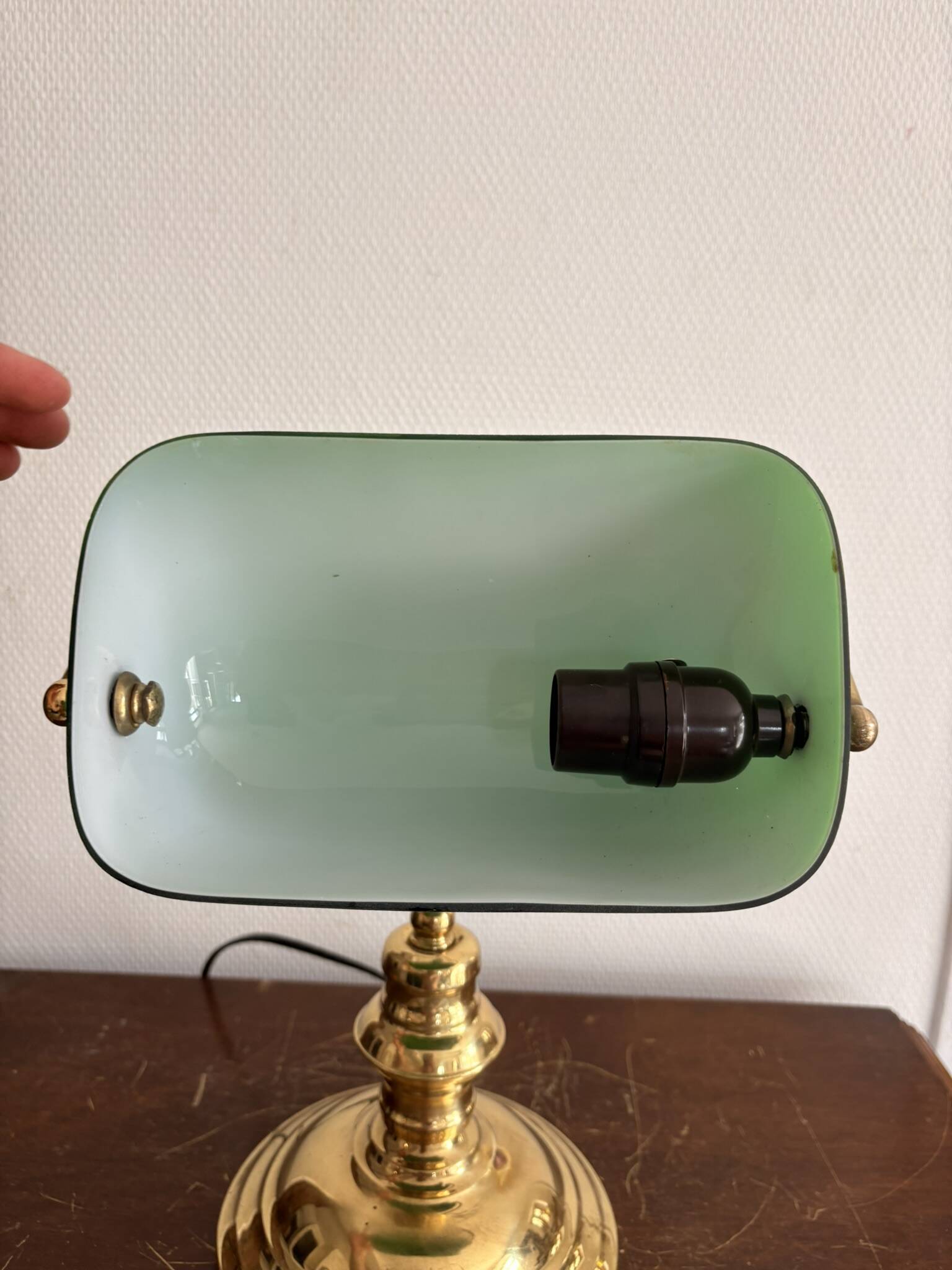 Old Notary Lamp Banker Desk Opaline Green Emeralite