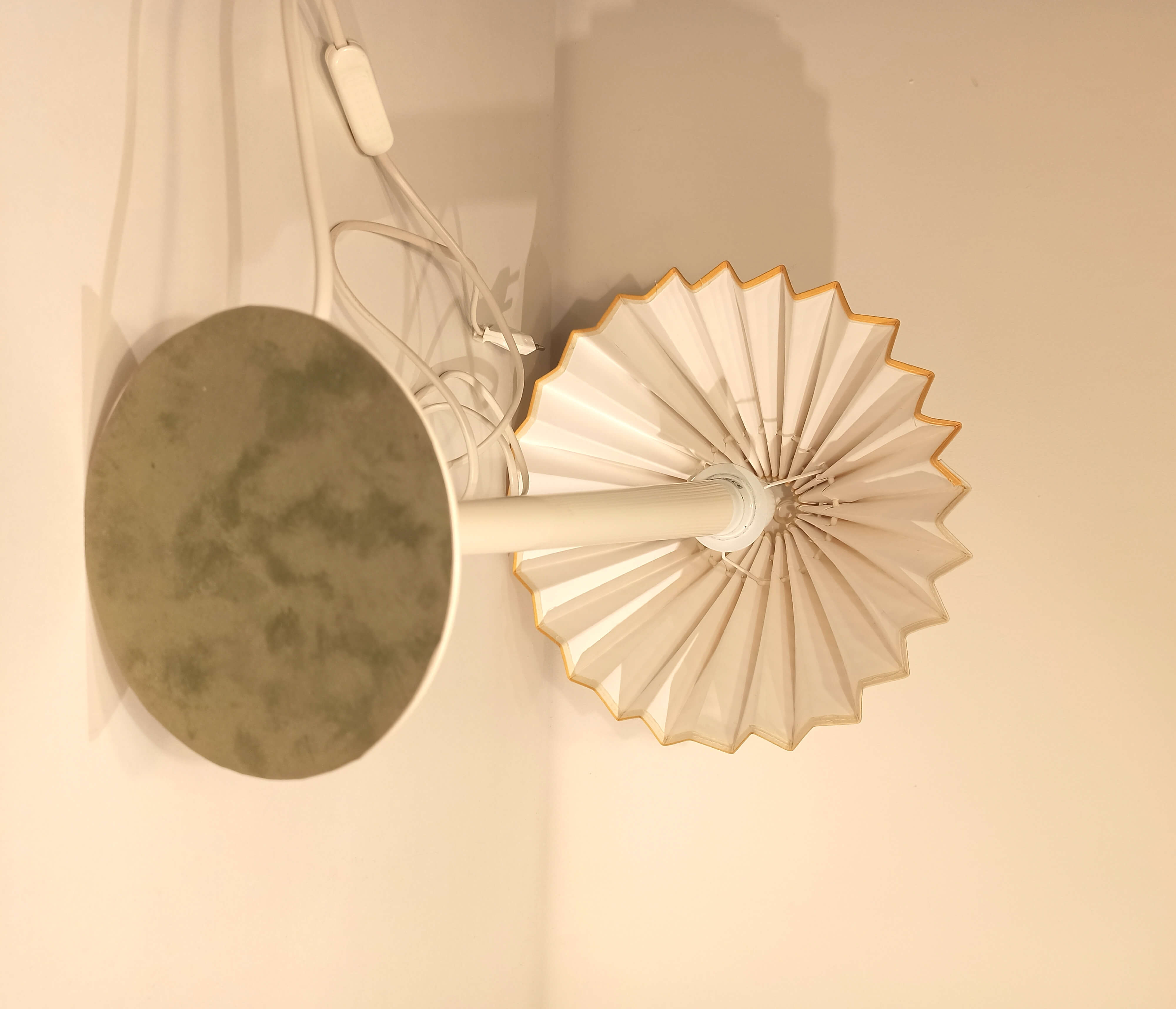 Vintage striped yellow white table lamp 1960s