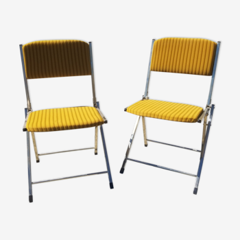 Pair of vintage eyrel folding chairs - 70s