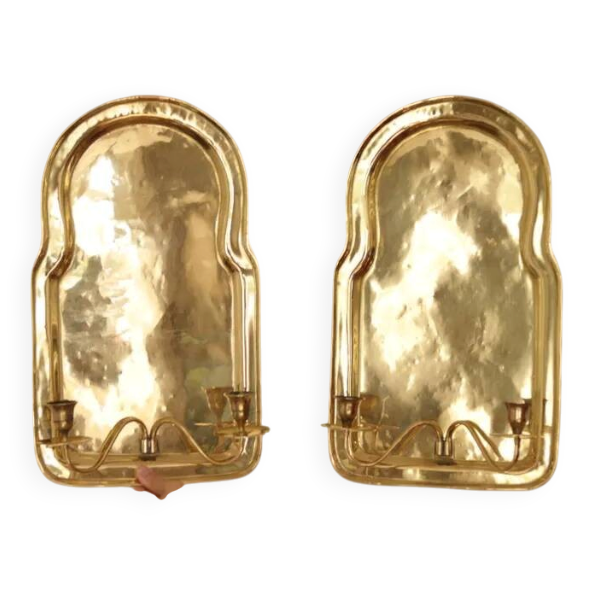 Pair of Swedish Mid Century Brass Wall Sconces