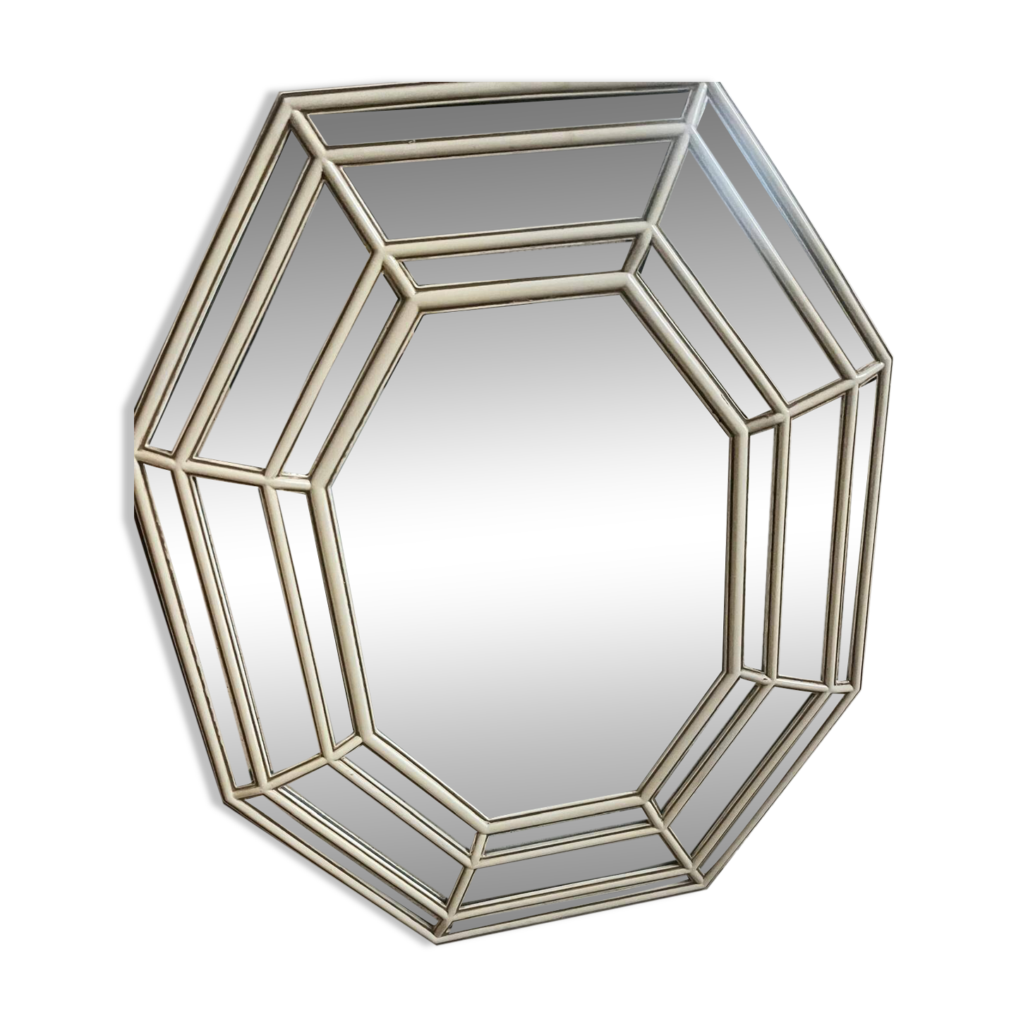 Vintage octagonal faceted mirror, circa 1970-1980.