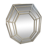 Vintage octagonal faceted mirror, circa 1970-1980.