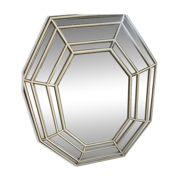 Vintage octagonal faceted mirror, circa 1970-1980.