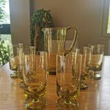 Service à orangeade vintage en verre vert