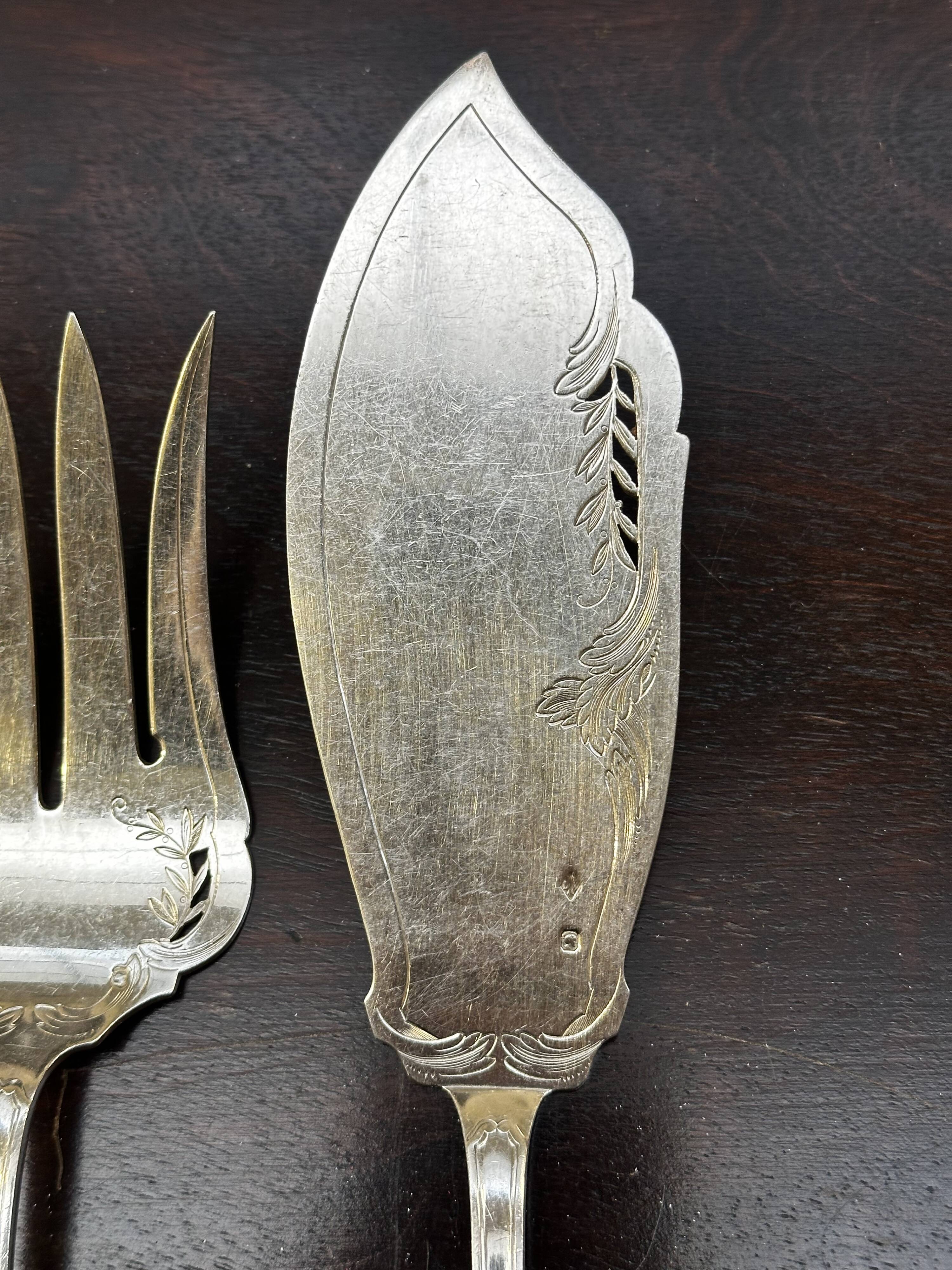 Silver Fish Serving Cutlery - Minerva Hallmarks - Art Nouveau