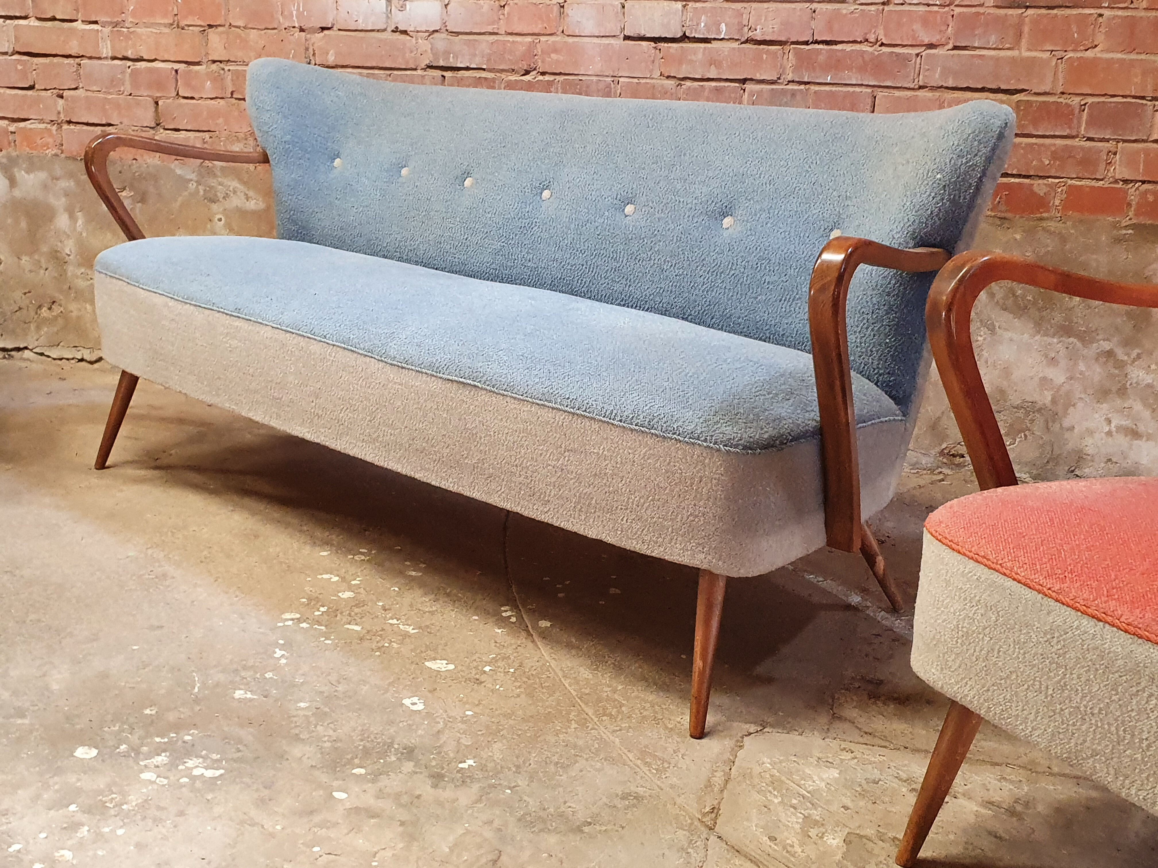 Cocktail set pair of armchair and its sofa 1960