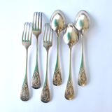 Lot de 6 couverts de table ancien - modèle médaillon rocaille - Magasins Printemps