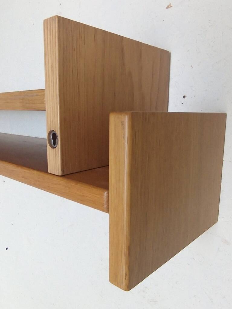 Pair of solid oak wall shelves