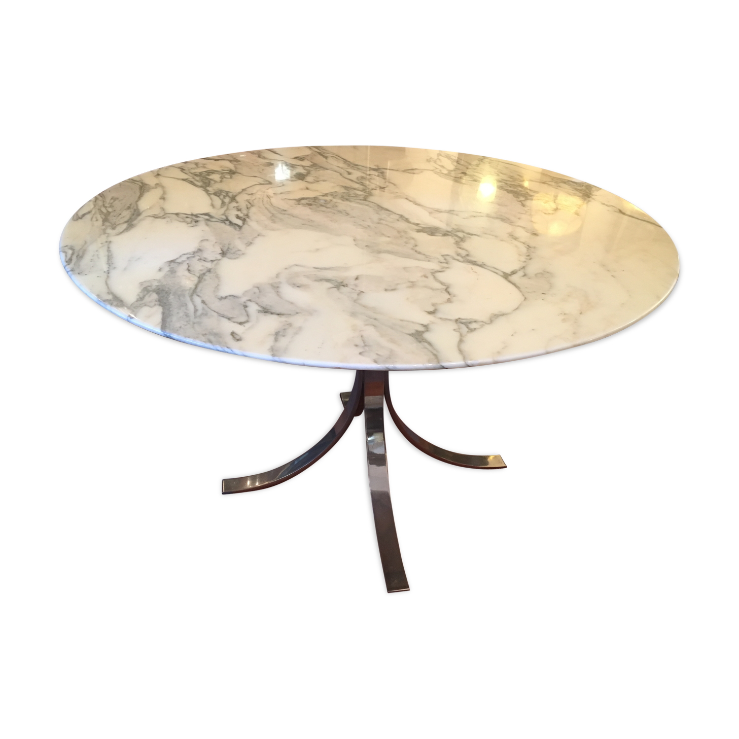 Marble table and stainless steel base