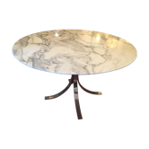Marble table and stainless steel base