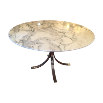 Marble table and stainless steel base