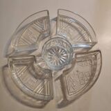 Silver metal servant with 5 carved glass raviers