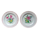 Kg luneville "réverbère" 2 pierced flat plates earthenware flowers ø 25 cm
