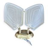 Double wall lamp in frosted glass and gold metal from the 70s