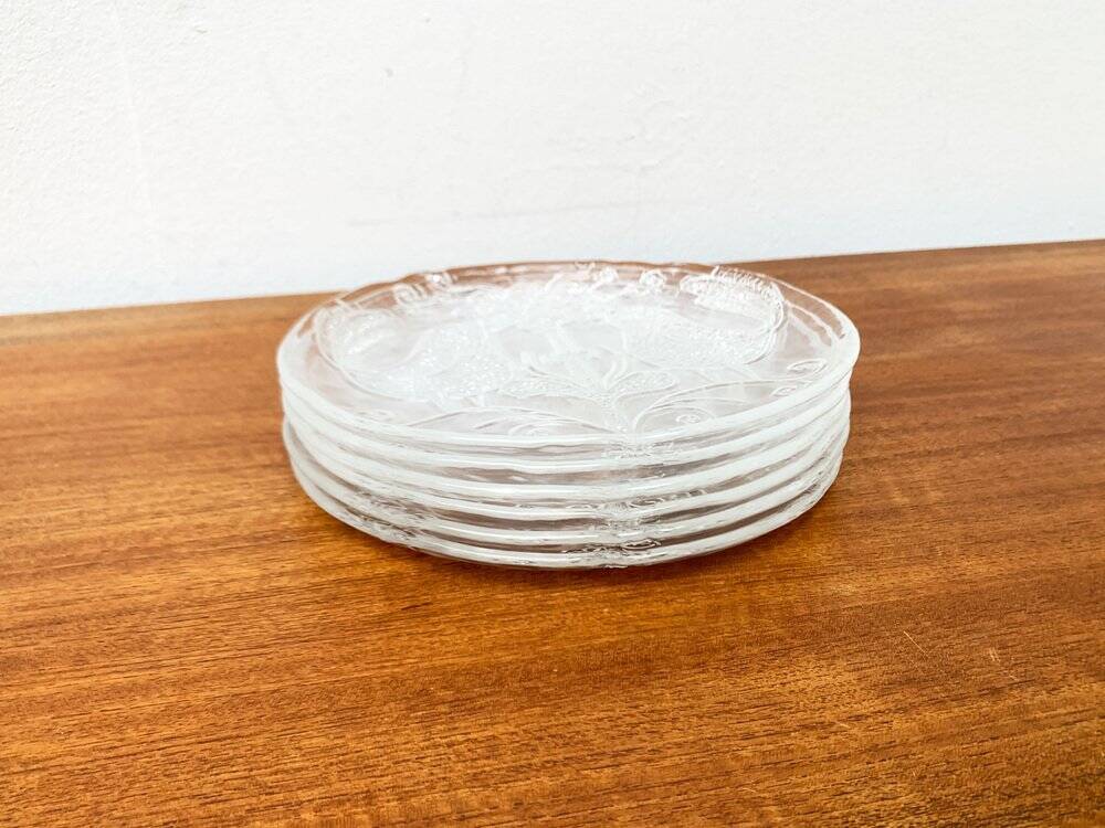 Vintage Swedish glass plates from the mid-century by Kosta Boda, 1960s, set of 6.