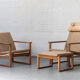 Set of 2 lounge chairs and one footrest by Borge Mogensen for Fredericia Denmark 1960’s