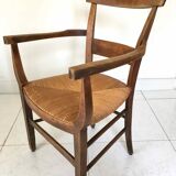 Wood and straw armchair from the 70s