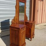Dressing table with storage, in solid walnut