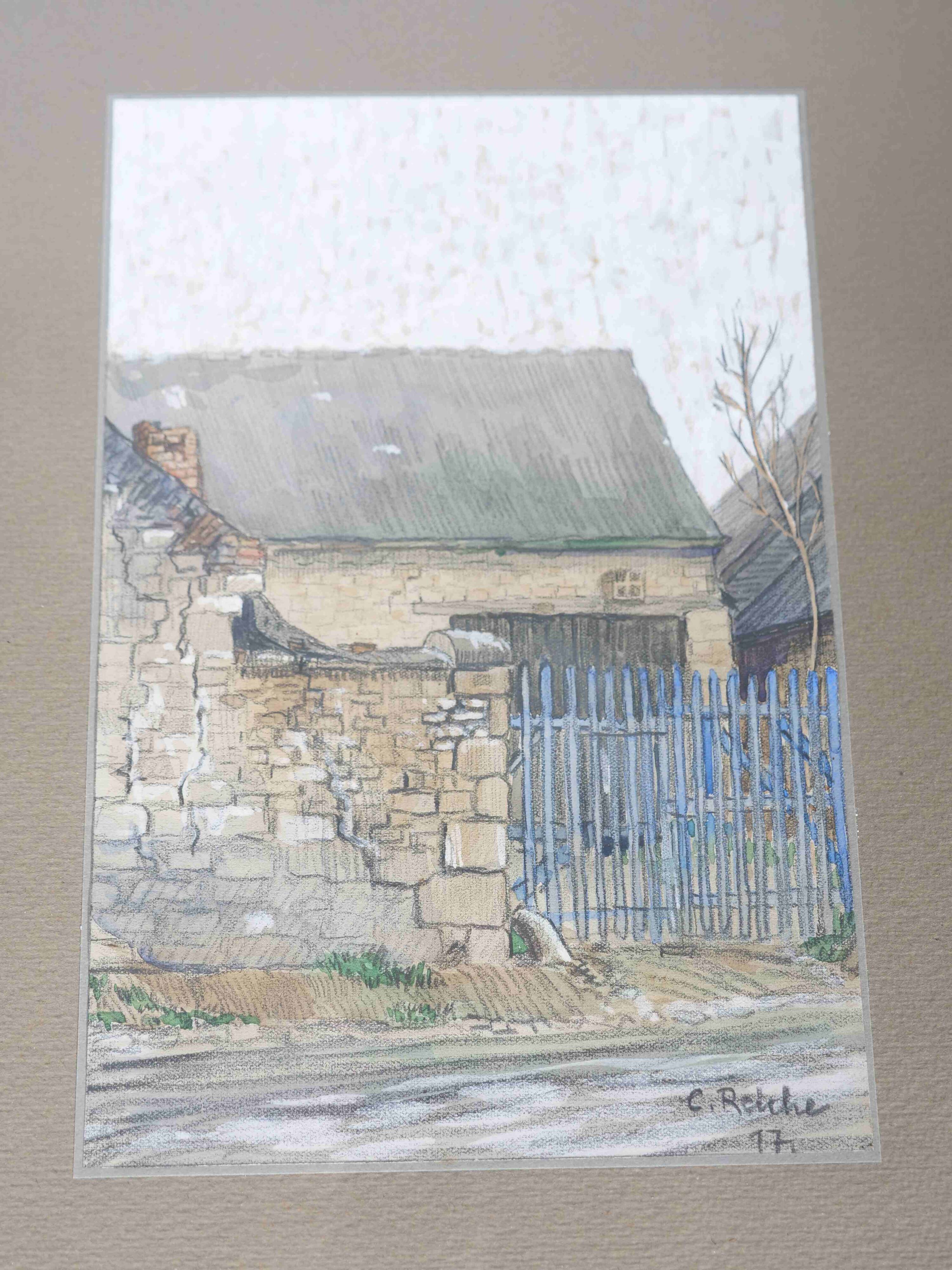 Watercolor Shed in Sévigny / Champagne – Signed Reiche, 1917