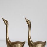 Pair of vintage brass swans