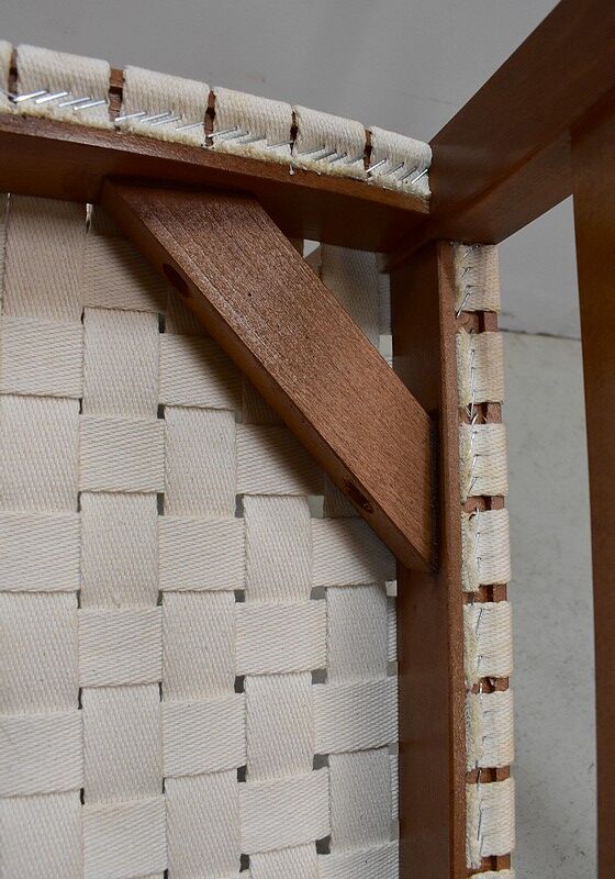 Suite of 6 vintage chairs in light beech late 20th