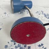 Vintage blue desk lamp, 1970s, flexible chrome metal
