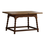Modern French rectangular dining table in solid pine, handmade, 1900s.