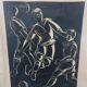 Linogravure foot ball, art déco