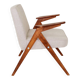 Fauteuil Lounge Beige Tressé Revêtement Bois Couleur Noyer