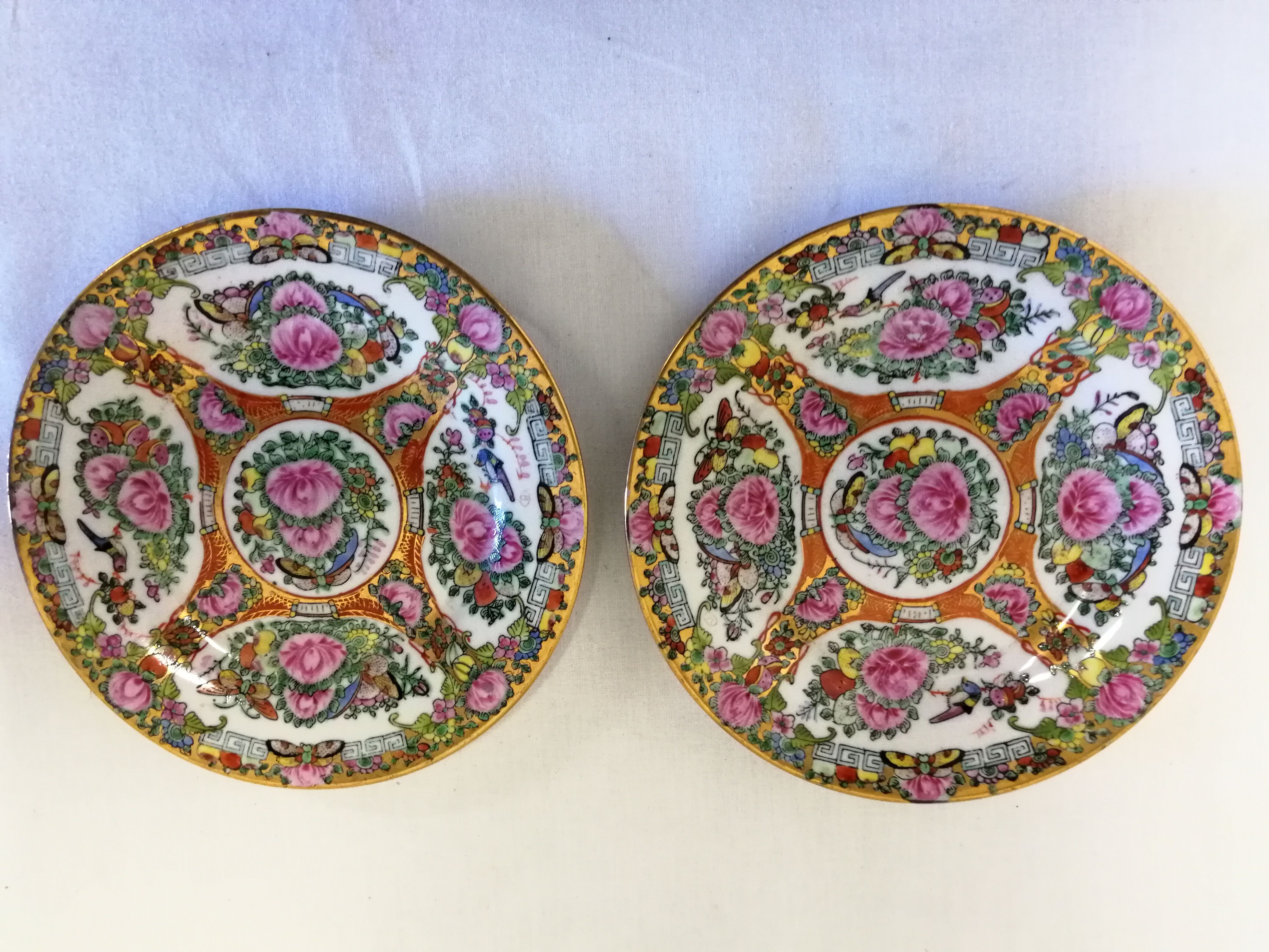 Asian Porcelain Plates Floral Decor
