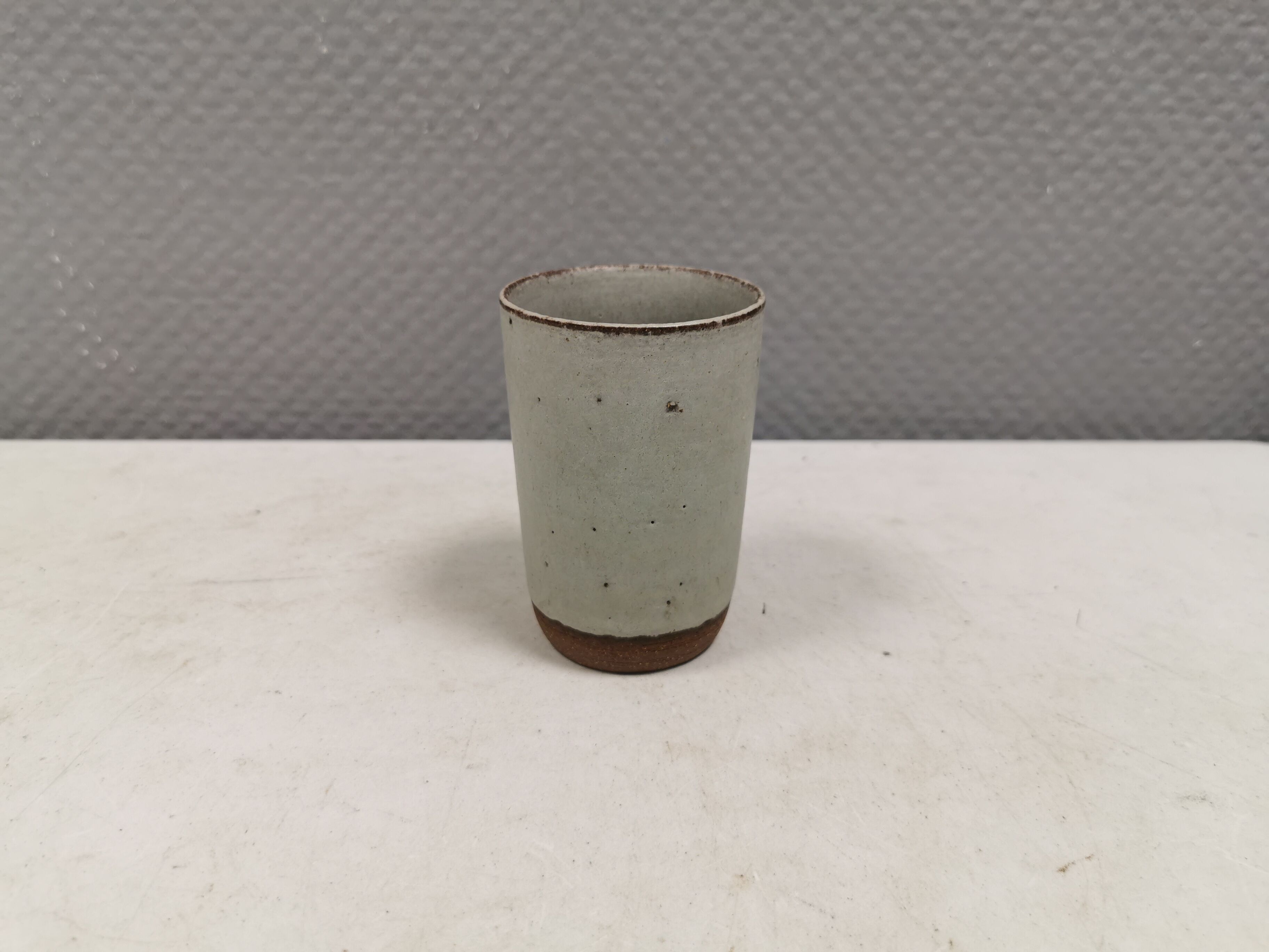 Danish Palshus small ceramic vase, Beige Gray Glaze, 1960s