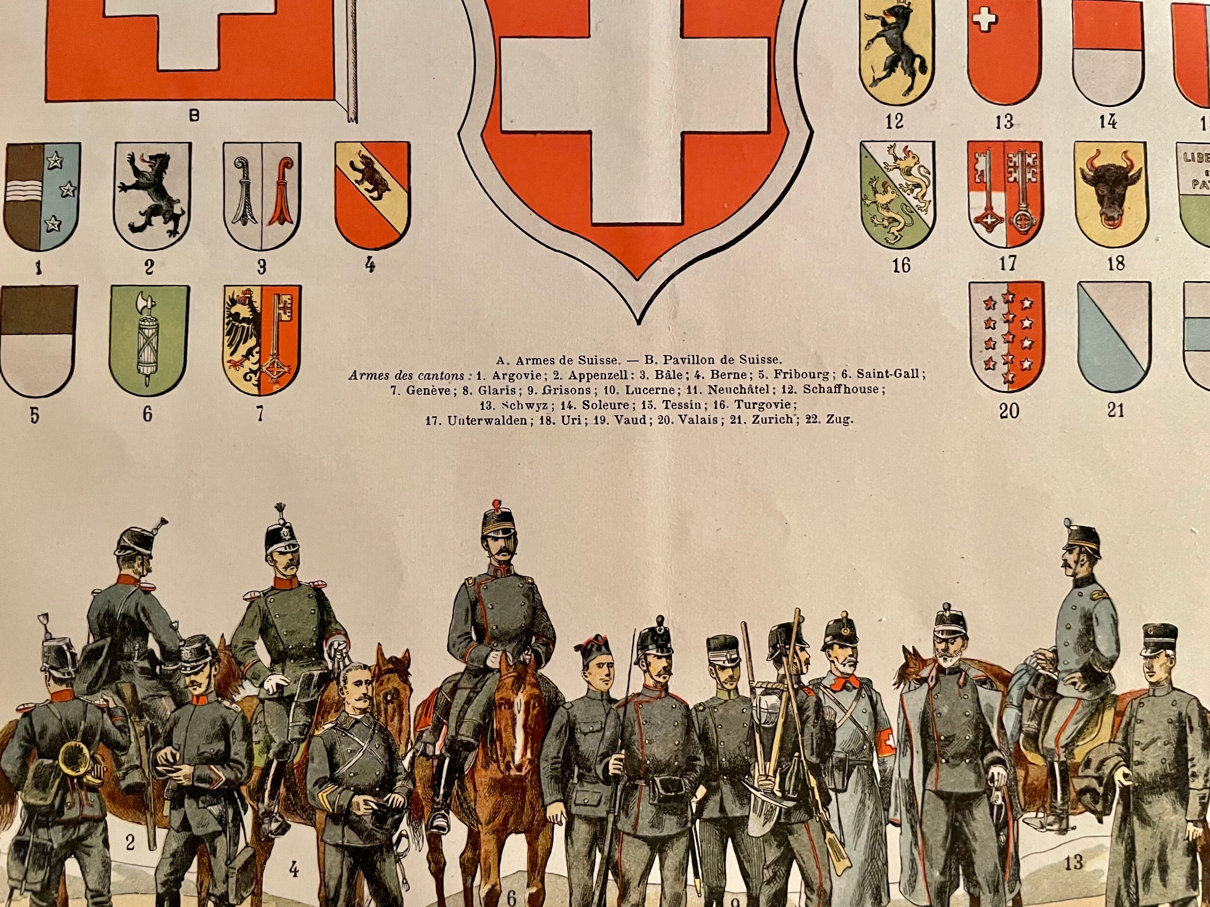 Lithograph engraving on Switzerland from 1897