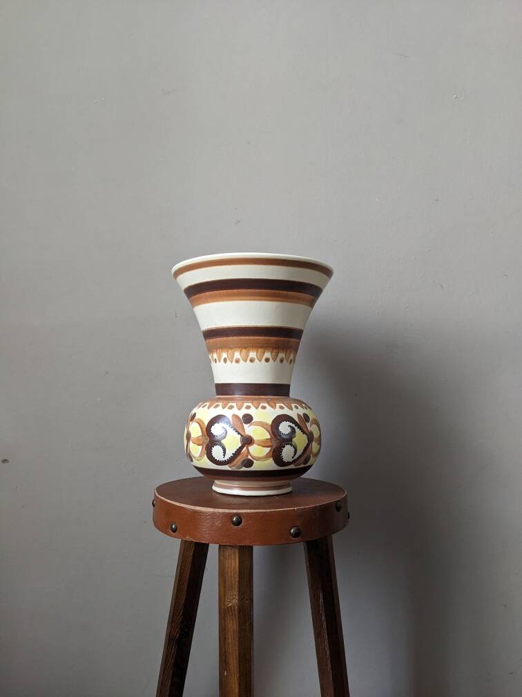 Quimper ceramic vase, handmade pottery, country decoration