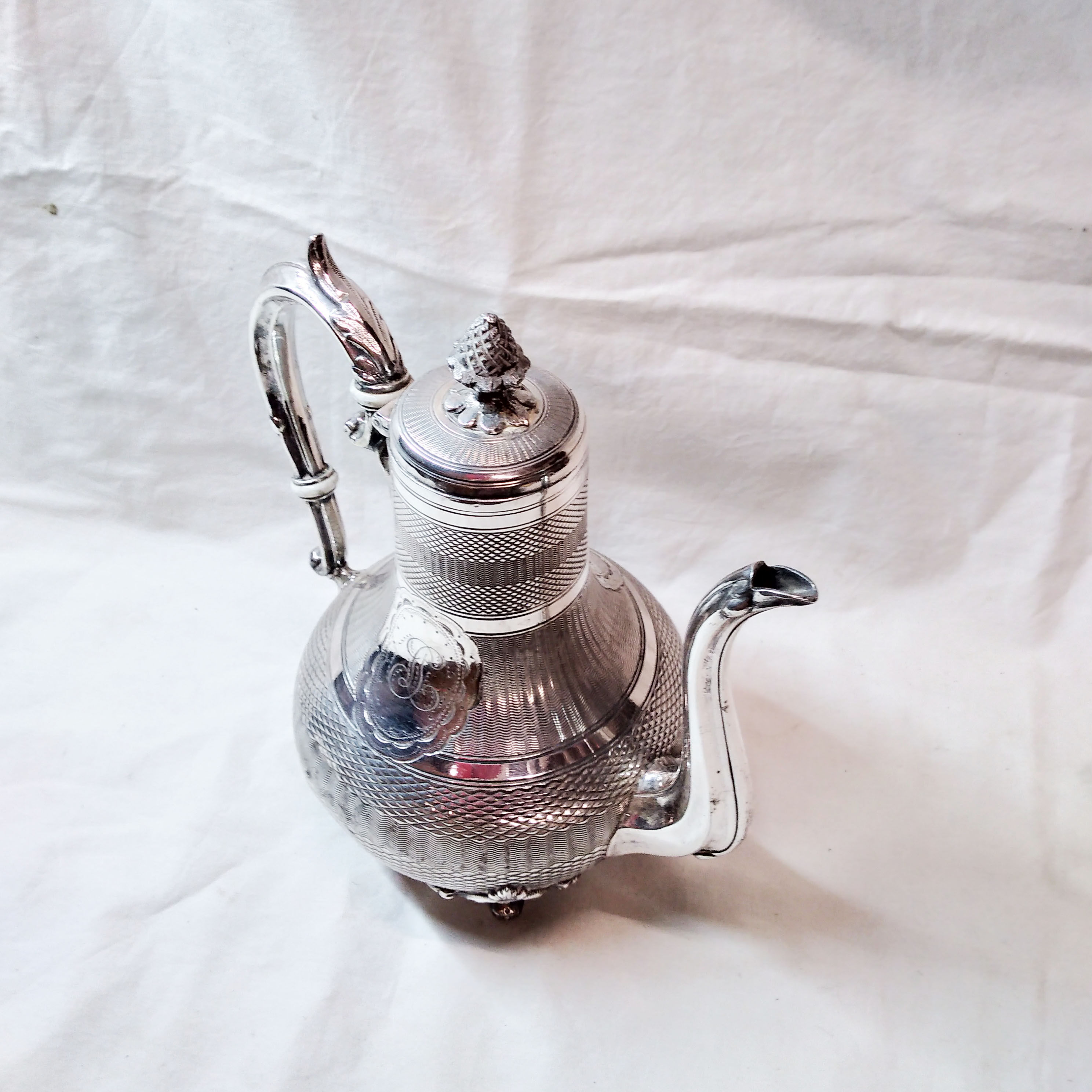 Silver metal teapot