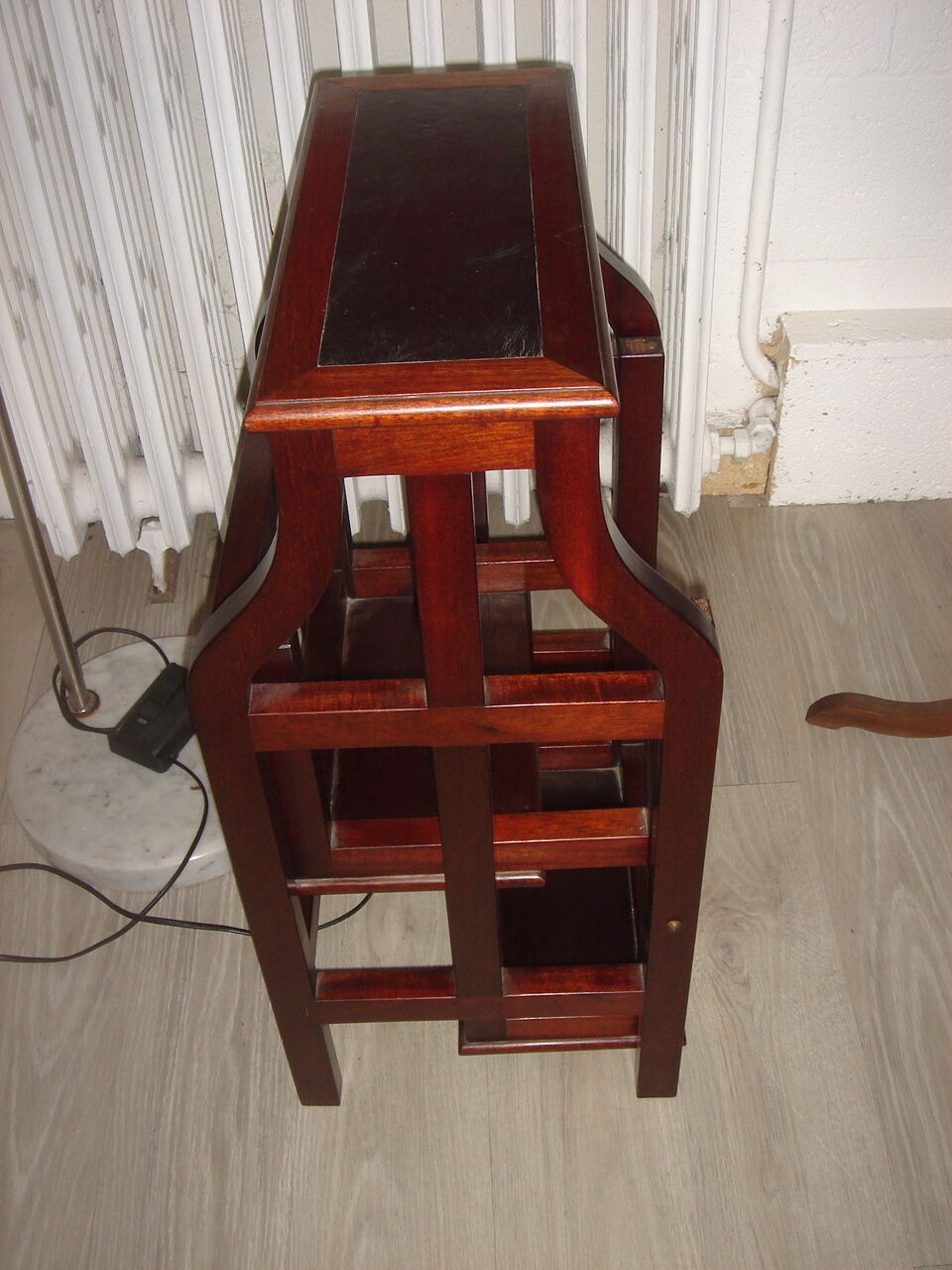 Librarian's stepladder (mahogany - leather)